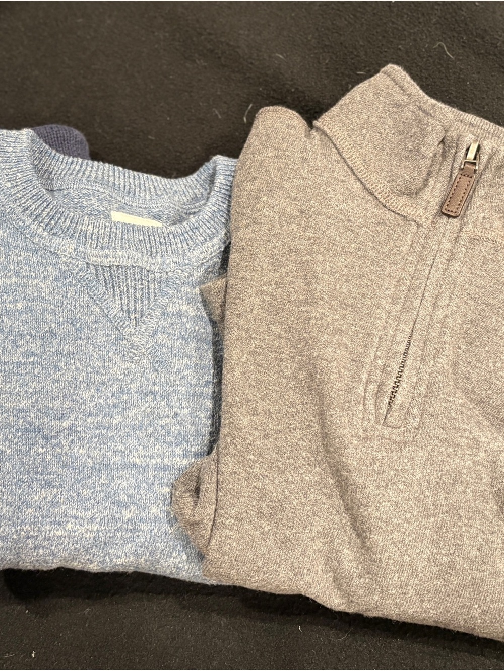 Gap Light Blue Crewneck & J. Crew Brown Quarter-Zip Sweater Set boys bundle